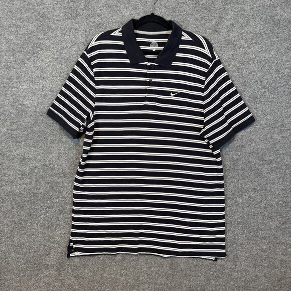 Nike Golf Shirt Mens XL Black Striped Polo Short Sleeve Golf Polo Outdoors Sport - Picture 1 of 8